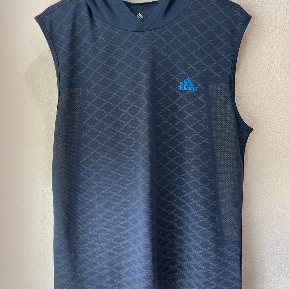 Adidas Sleeveless Hoodie Tank – Blue Men’s Athletic Top